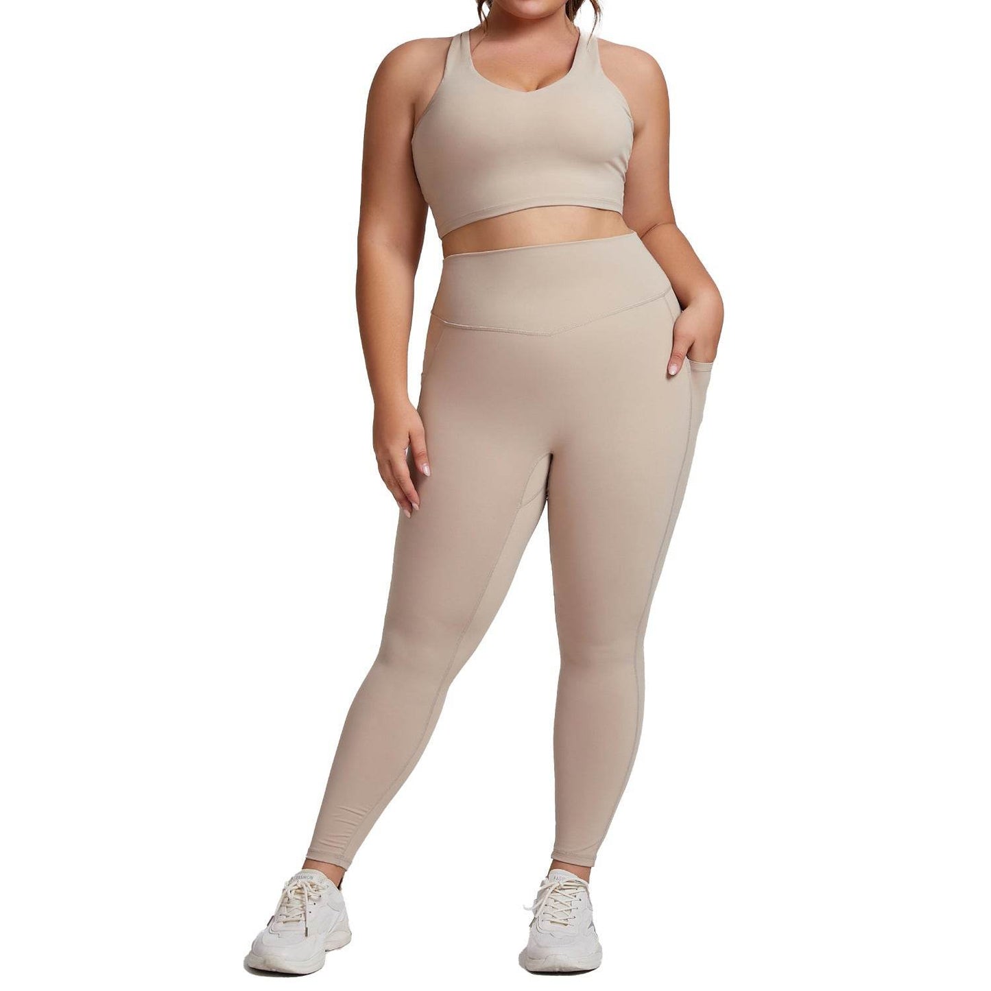 Plus Size Women Sports Workout Gym - Sleeveless Crop and Pant - Velora