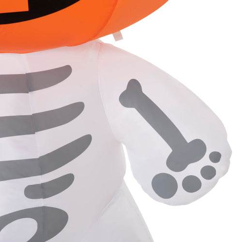 6ft Halloween Inflatables Outdoor Decorations, Smiling Skeleton Ghost With Pumpkin Head, Blow Up LED Yard Decor For Garden, Lawn, Party, Holiday, Waterproof - Velora