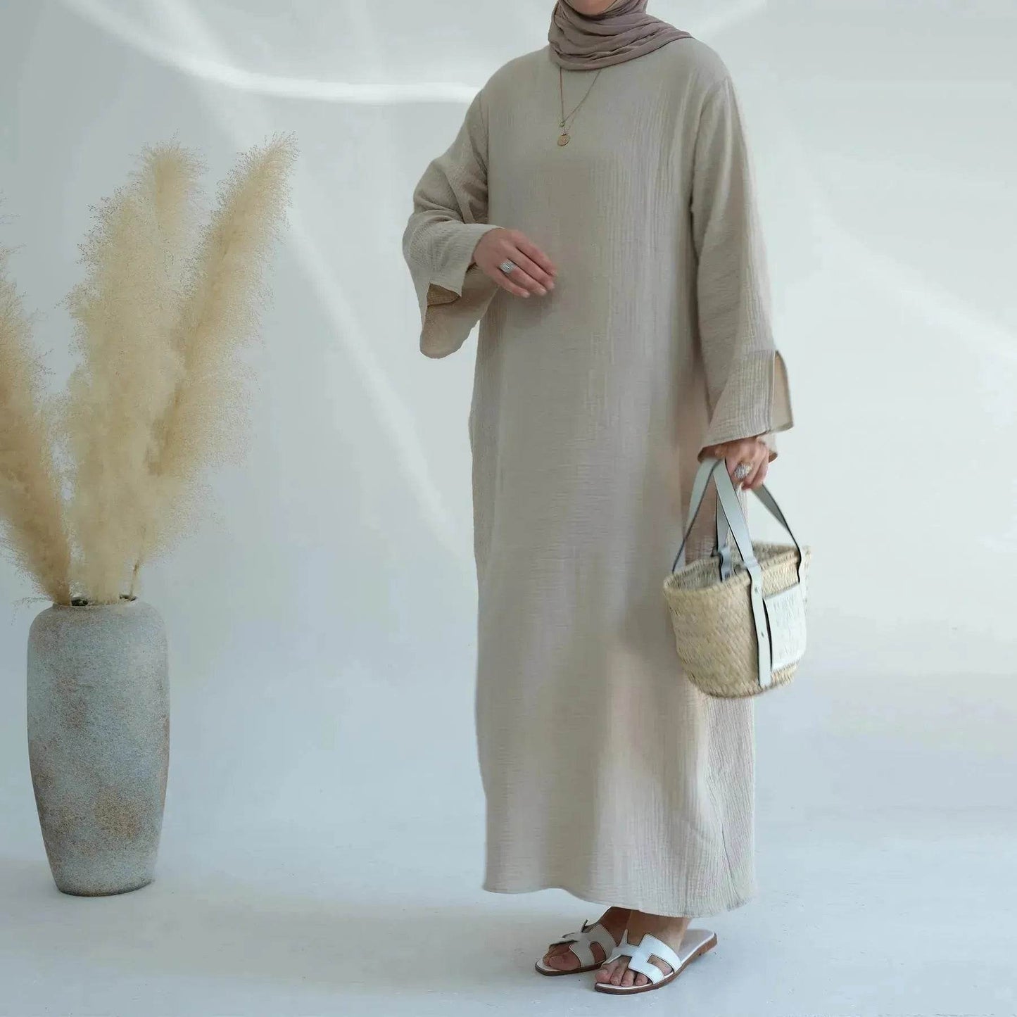 Plain Abaya Dress Eid Abaya 2025 Simple cotton abaya - Velora