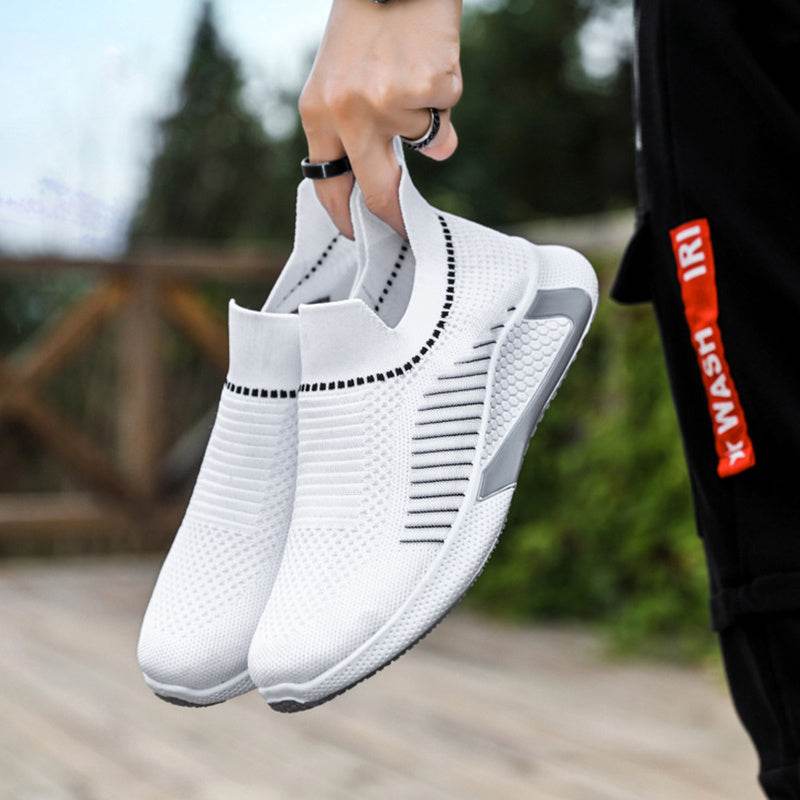 Fashion Mesh Sock Shoes With Striped Design Men Outdoor Breathable Slip-on Sneakers Csuale Lightweight Running Sports Shoes - Velora