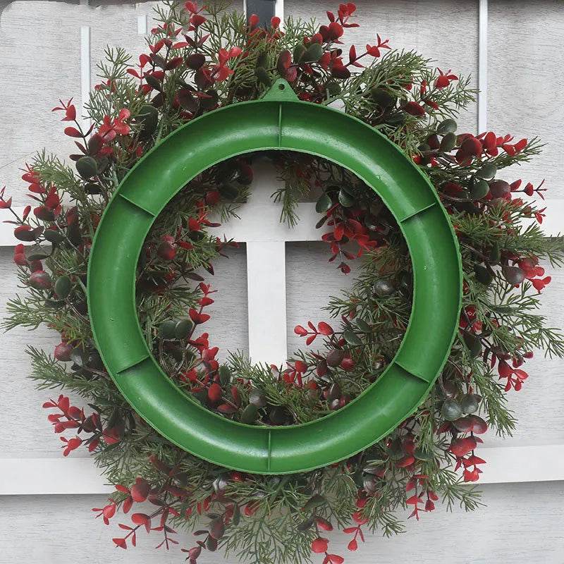 Artifical Cherry Pattern Wreaths Christmas Wreath Red Door Wreath Wall Hanging Garland Ornaments Rattan Circle Wall Decoration - Velora