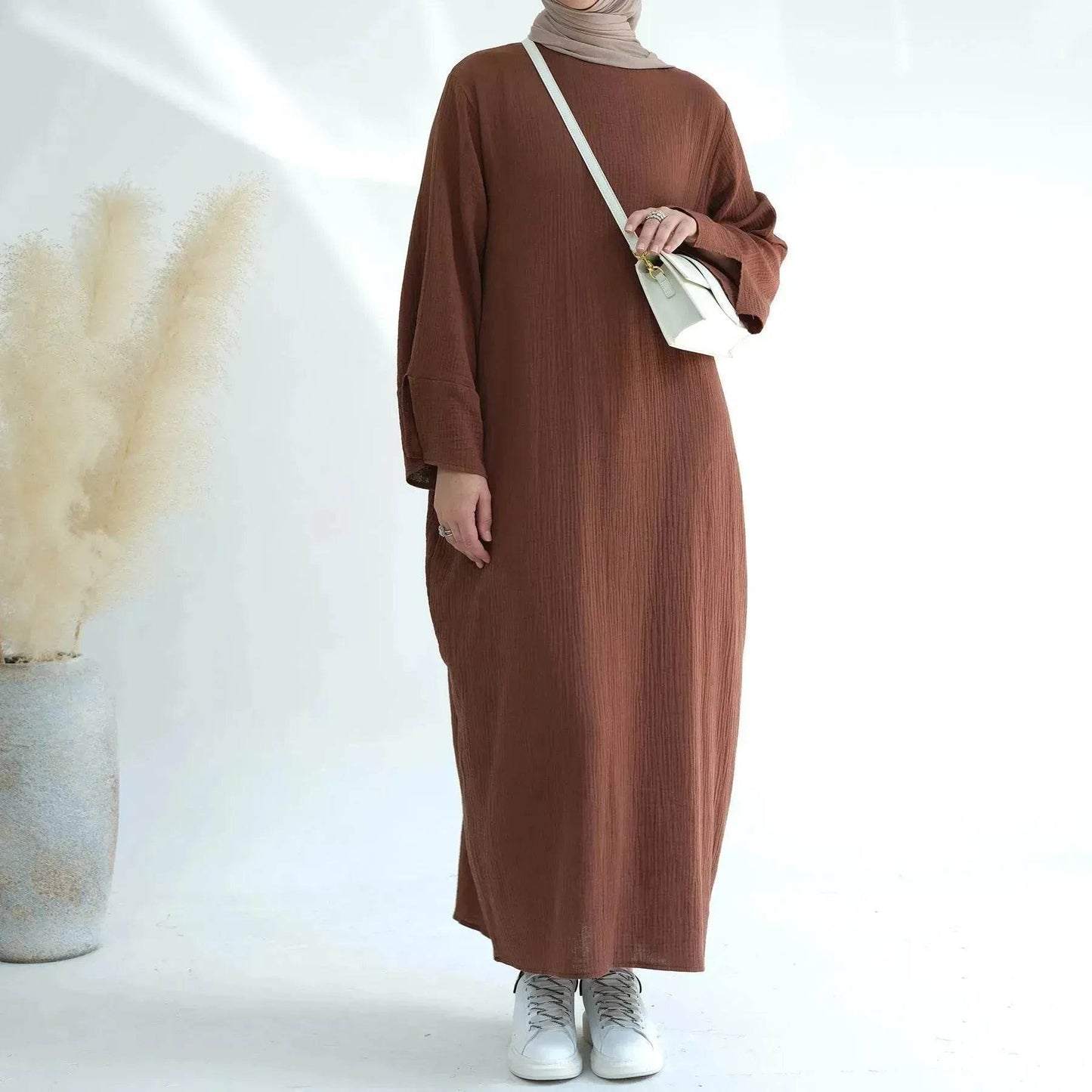 Plain Abaya Dress Eid Abaya 2025 Simple cotton abaya - Velora
