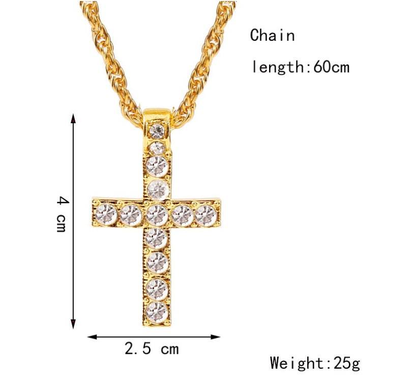 Cross Pendant Necklaces For Women Men Punk Hiphop Rope Chain On Neck Rapper Jewelry - Velora