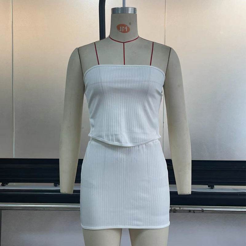 Womens Suit Sexy Summer Two Piece Outfits Crop Tops Bodycon Skirt Sets Mini Dress - Velora