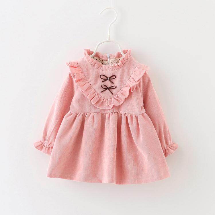 spring new Korean dress children's skirt, baby girl dress, baby spring blouse, corduroy - Velora