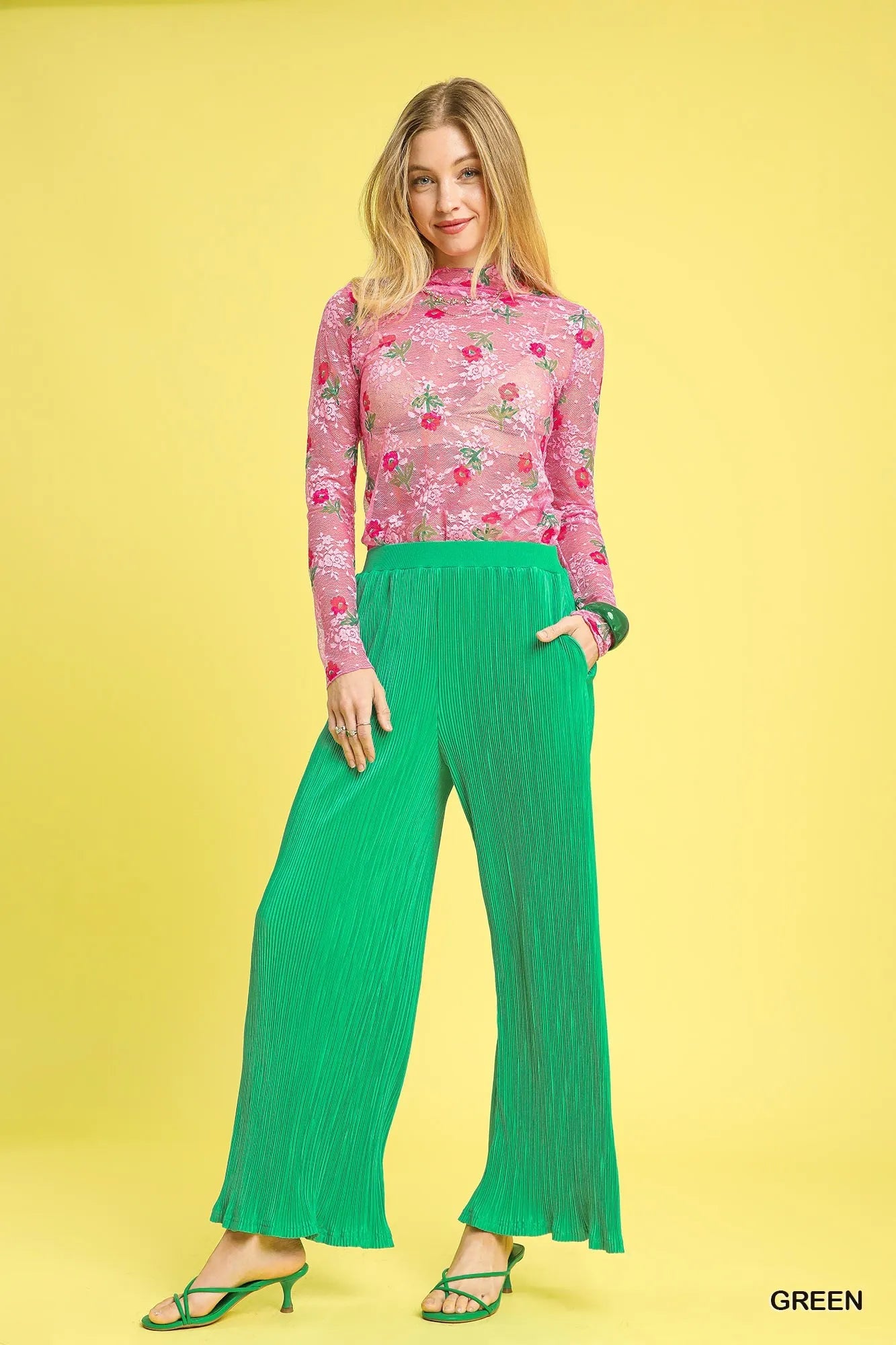 Umgee Wide Leg Textured Pants - Velora