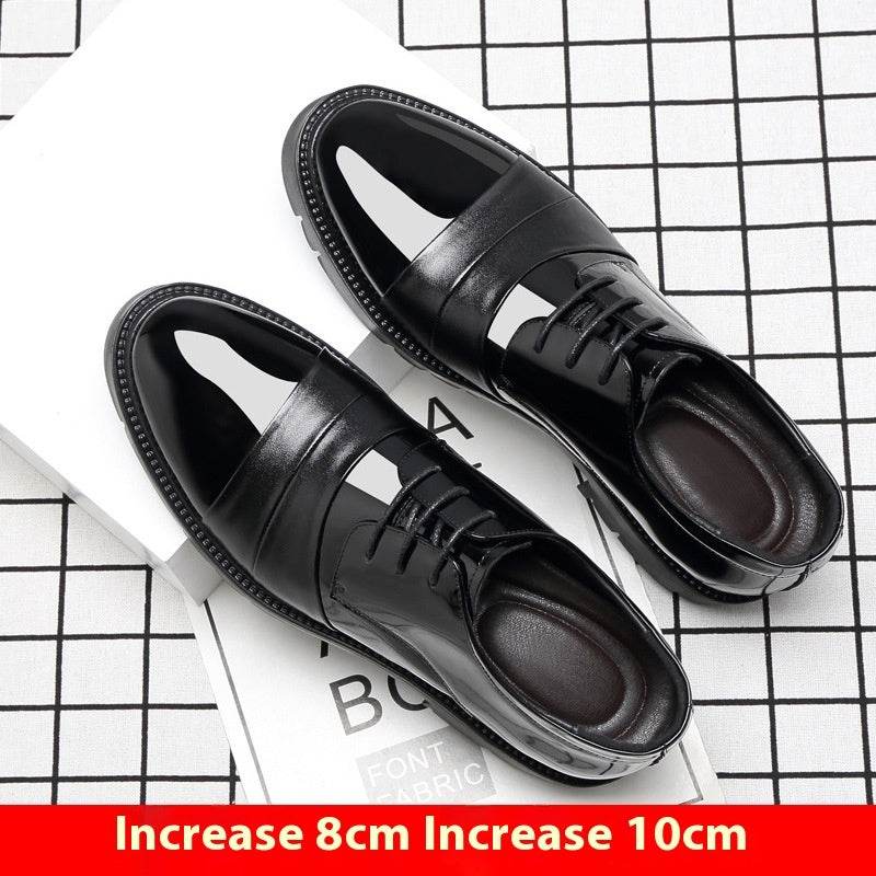 Height Increasing Insole 10cm Men's Business Formal Wear Paint Bright Leather 8cm Platform Height Increasing Shoes - Velora