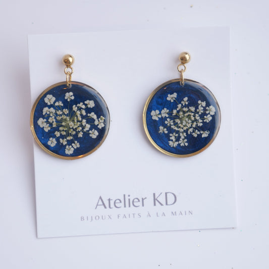 Boucles d'oreilles CΓ©leste - fleurs de carottes- rond 25mm - Velora