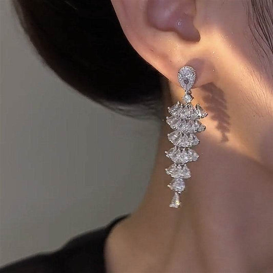 Sparkling Zircon Christmas Tree Drop Earrings For Women Trendy Xmas Tree Plant Dangle Earrings New Year Festival Party Jewelry - Velora