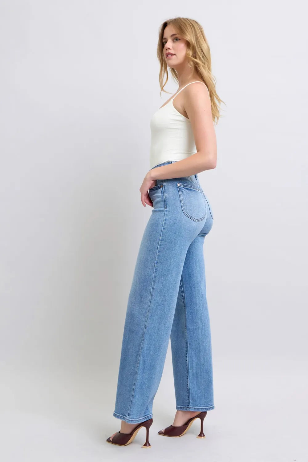 Judy Blue Full Size Wide Leg Jeans with Pockets - Velora