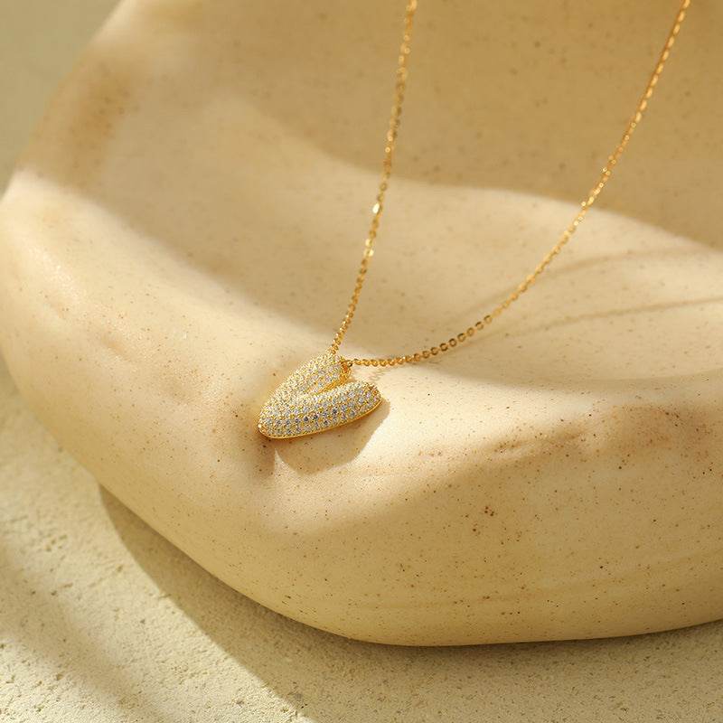 Silver 26 Letter Bubble Necklace For Women Full Diamond - Velora