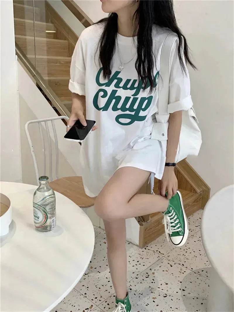 Street Fashion Oversized women round neck polo y2k fashion - Velora