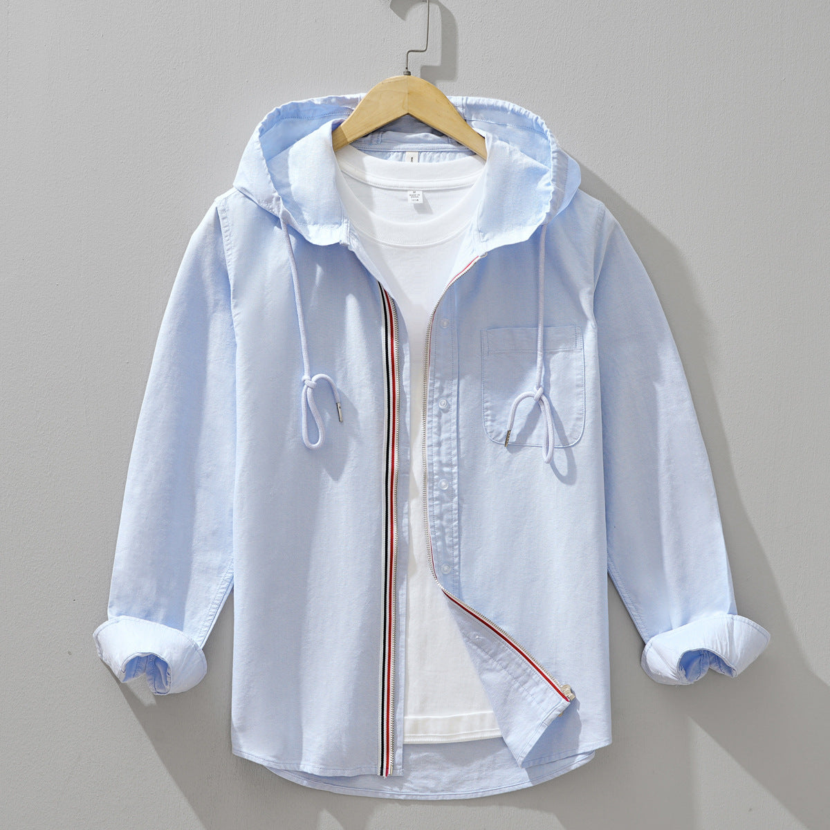 Men's stylish long-sleeved shirt, fresh and artistic, trendy hooded shirt coat - Velora