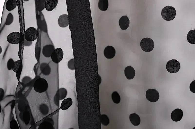 Middle East Apparel Women's Cross-border Polka Dot Perspective Cardigan Long Shawl Open Front Abaya Kimono Abaya for Dubai Turkey Women Two piece - Velora