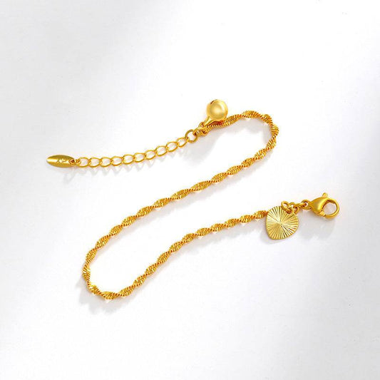 Simple Personality Pairs Water Wave Chain Bell Bracelet - Velora