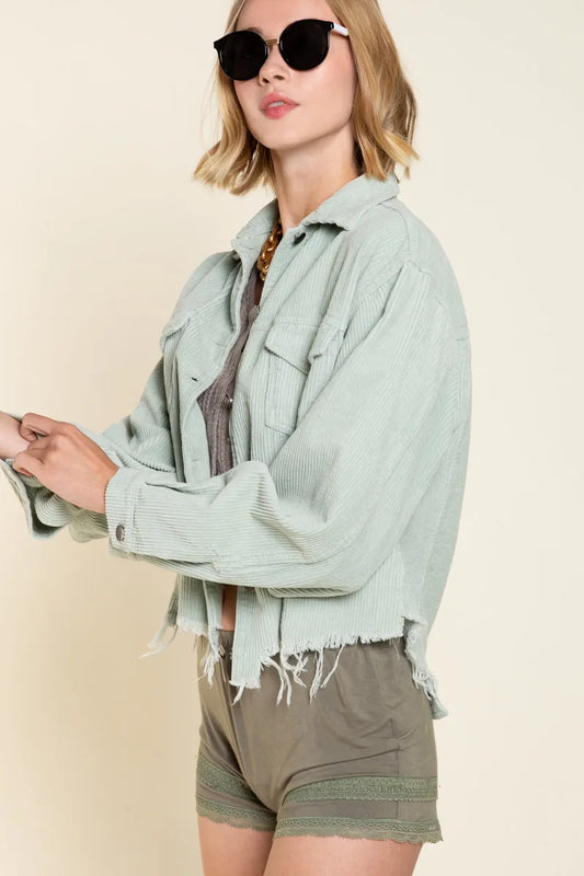 POL Button Down Corduroy Trucker Jacket - Velora