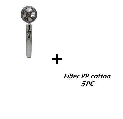 Propeller Driven Shower Head With Stop Button And Cotton Filter Turbocharged High Pressure Handheld Shower Nozzle - Velora