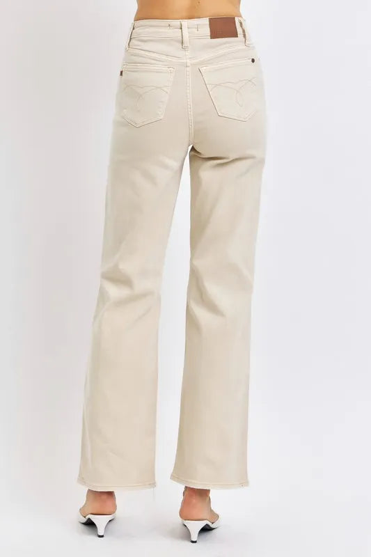 Judy Blue Full Size High Waist Distressed Wide Leg Jeans - Velora