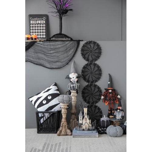 10x8.3x13.5 Cardboard Lighted Haunted House, Black Beige Tabletop Holiday Halloween Decor, Battery Powered - Velora