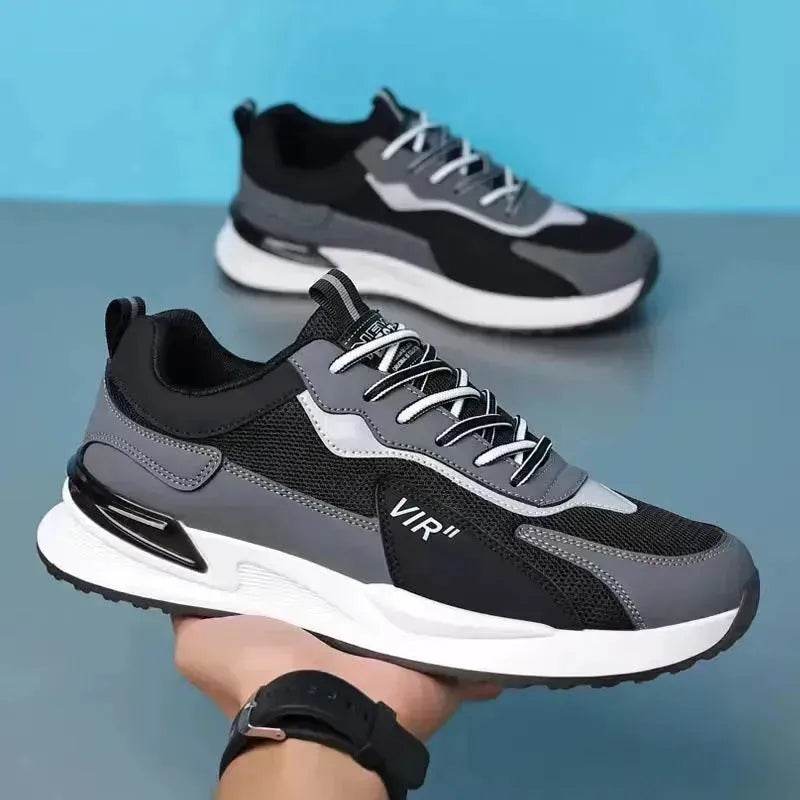 Men's Color Block Mesh Shoes Fashion Casual Lace-up Sneakers Outdoor Breathable Running Sports Shoes - Velora