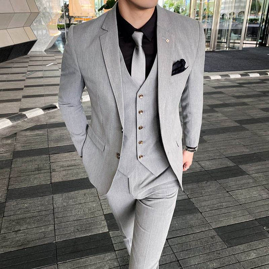 Casual Single Row Buckle Men's Suit Three-piece Suit - Velora