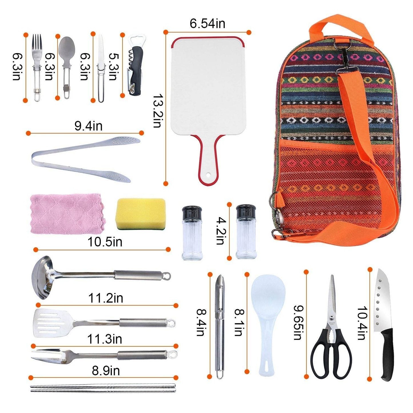 19Pcs Camping Cooking Utensil Kit Portable Picnic Cookware Outdoor Kitchen Equipment Gear Campfire Barbecue Appliances With Storage Bag - Velora