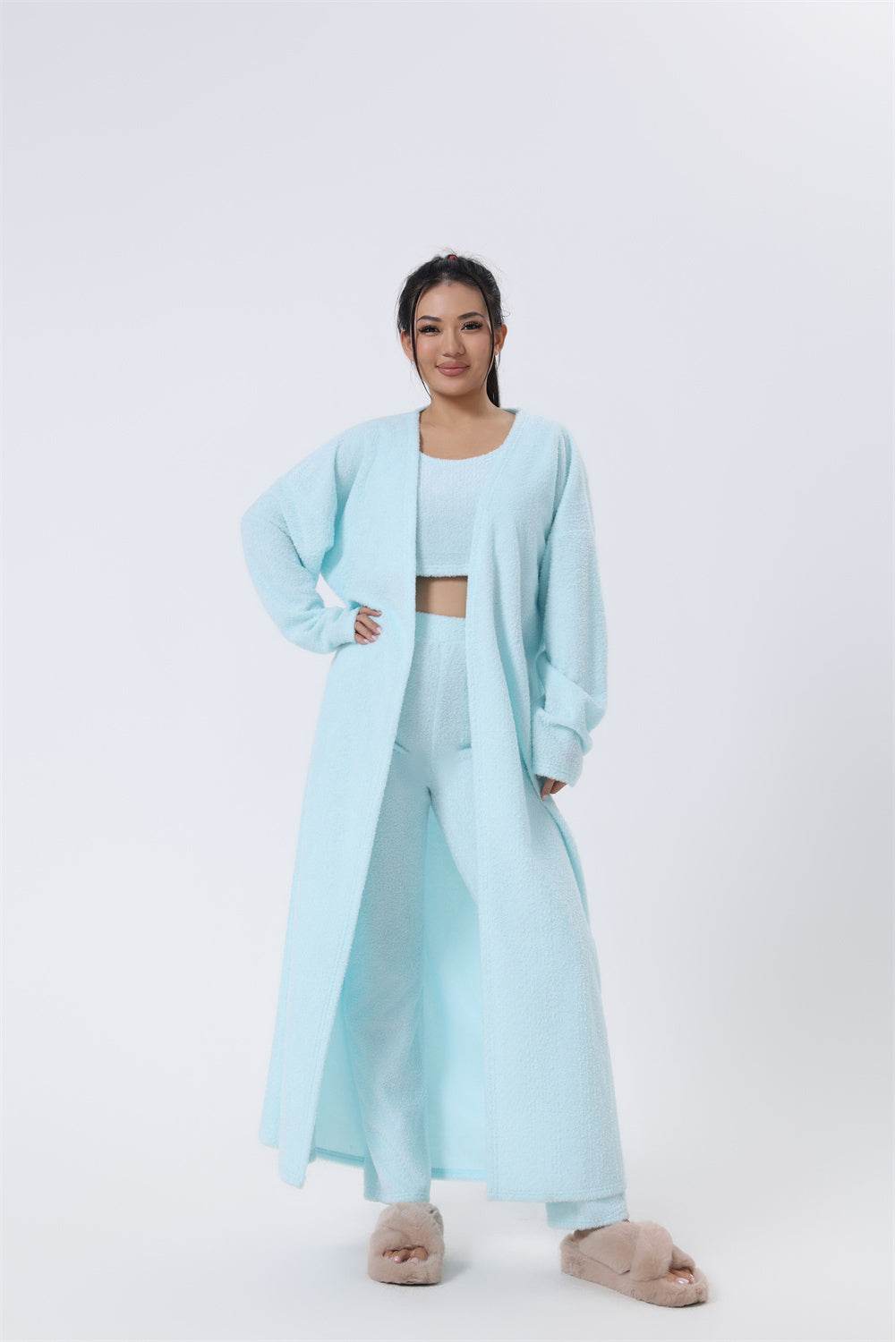 Cozy Pajama Set, 3 Piece Lounge Set, Cute Loungewear, Warm Suit Sets, Matching Set, Lounge Set, 3 Piece Pant Sets, Women Winter Dress - Velora