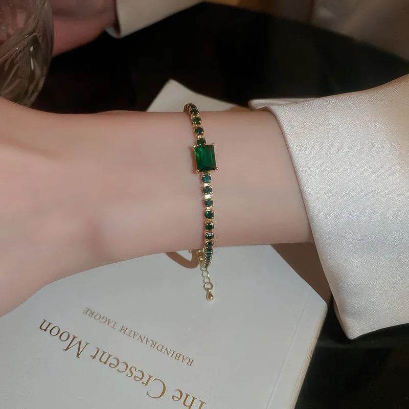 Fashion Jewelry Zircon Geometric Square Bracelet South Korea Fashion Elegant Heart Bracelet Internet Celebrity Light Luxury - Velora