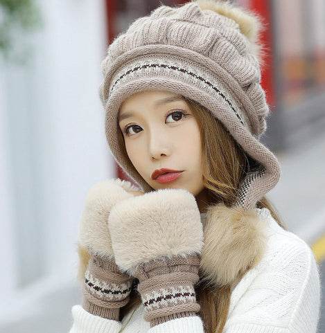 Cozy Knit Fleece-Feel Beanie With Ear Flaps & Pompom Warm Winter Hat For Women Perfect For Skiing & Outdoor Activities - Velora