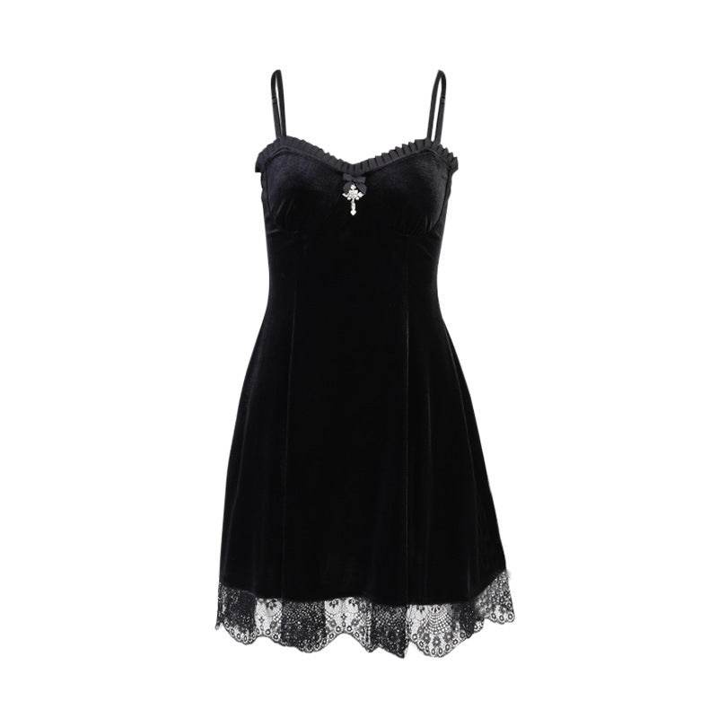 Spring And Summer Sexy Princess Lace Dress With Chest Strap - Velora