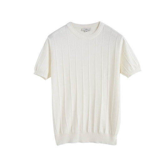 Short Sleeve Knitted T-shirt Summer Men's Light Round Neck Thin Tops - Velora