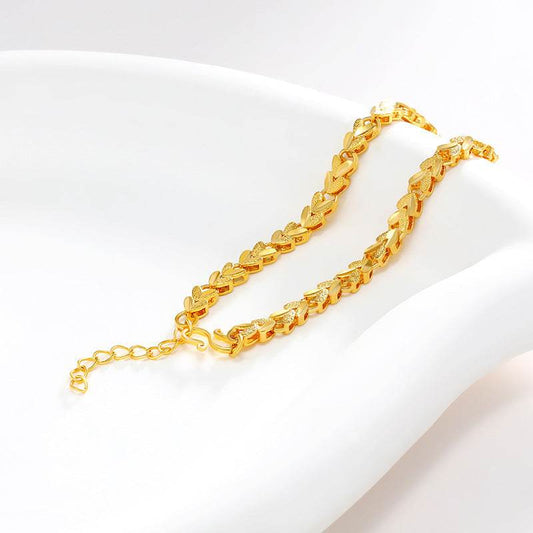 Alloy Gold Plated Car Handmade Flowers Reverse Mold Heart Bracelet - Velora