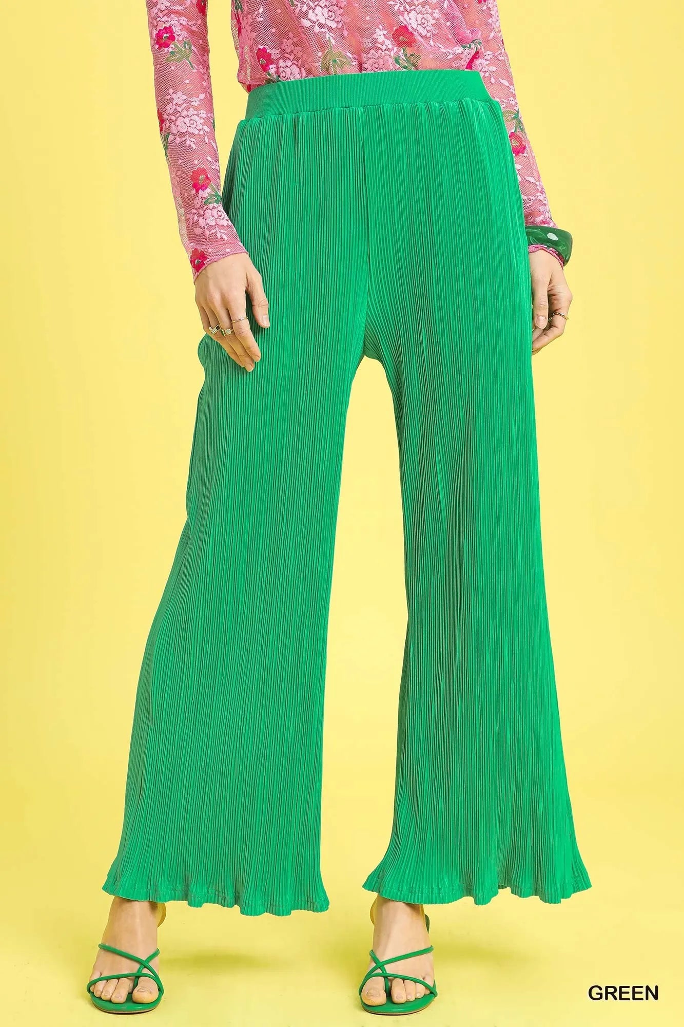 Umgee Wide Leg Textured Pants - Velora