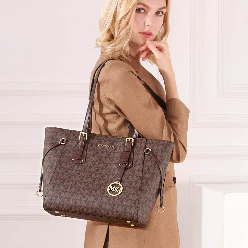 Big Retro Fashion Brown Leather bucket Bag - Velora