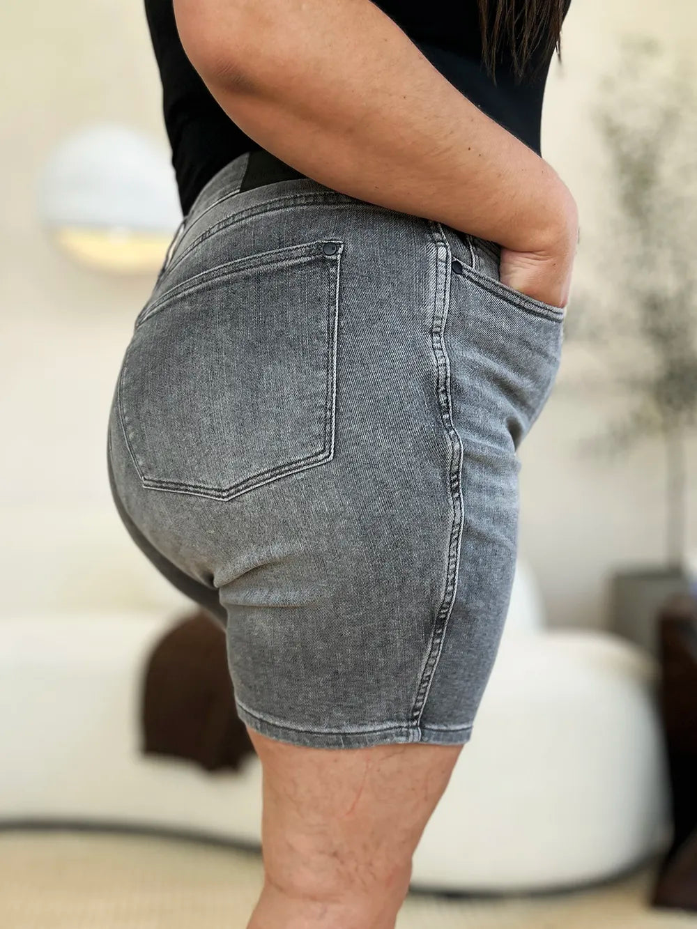 Judy Blue Full Size High Waist Washed Denim Shorts - Velora