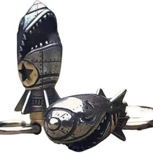 Creative Shark Rocket Skull Keychain - Velora