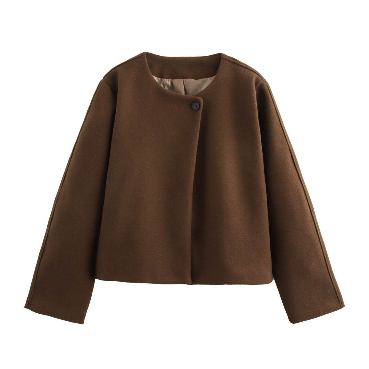 Women's Square Collar Padded Woolen Coat - Velora