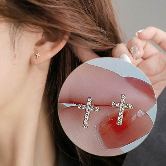 2024 New Fashion Stainless Steel Cross Earrings Product Temperament All Match Birthday Anniversary Earrings Small Gift - Velora
