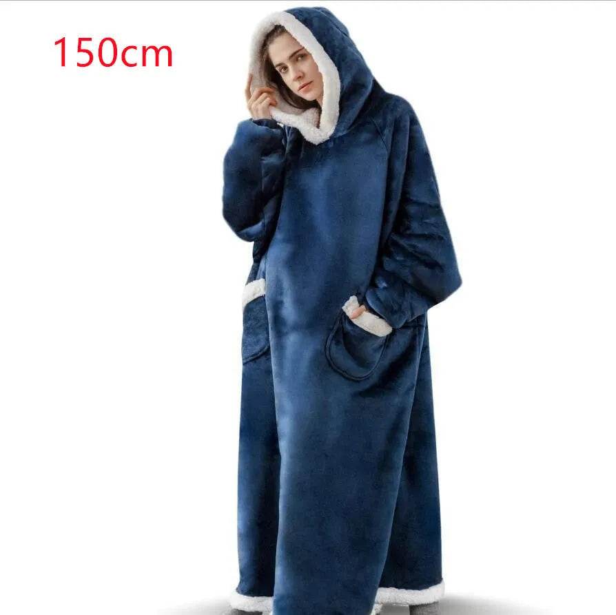 Fleece Oversized Hoodie Blanket Winter Warm Home Clothes Women Men Oversized Pullover With Pockets - Velora