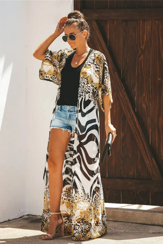 Open Front Leopard Cover-Up - Velora