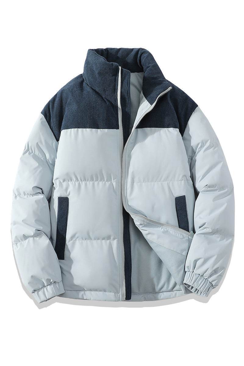 Winter Stand Collar Contrast-colored Coat Cotton Padded Jacket For Men Women Clothing - Velora