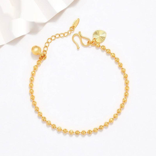 Copper Alloy Electroplated Real Gold Frosted Carven Design Geometric Beads Bracelet - Velora