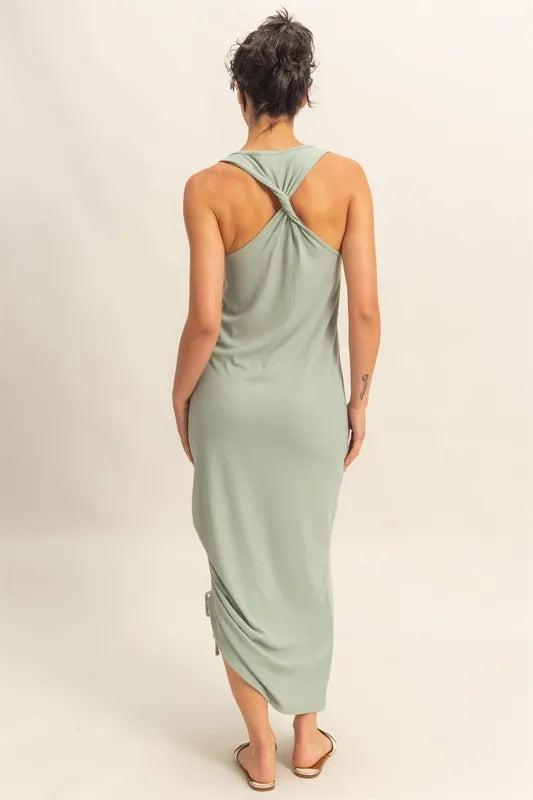 HYFVE Scoop Neck Side Tie Detail Midi Dress - Velora