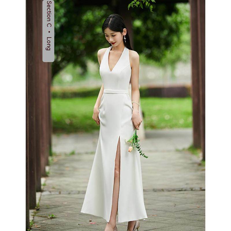 White Bridesmaid Dress Senior Dress Daily Style Formal Dress - Velora