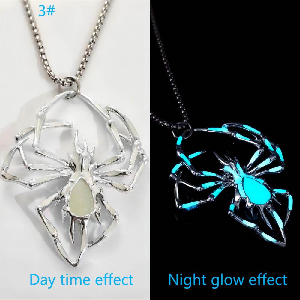 Halloween Creative Stereo Luminous Spider Necklace Jewerly Glowing Night Fluorescence Antique Vintage Glow In The Dark For Men Women Gift Party Halloween Day Club - Velora