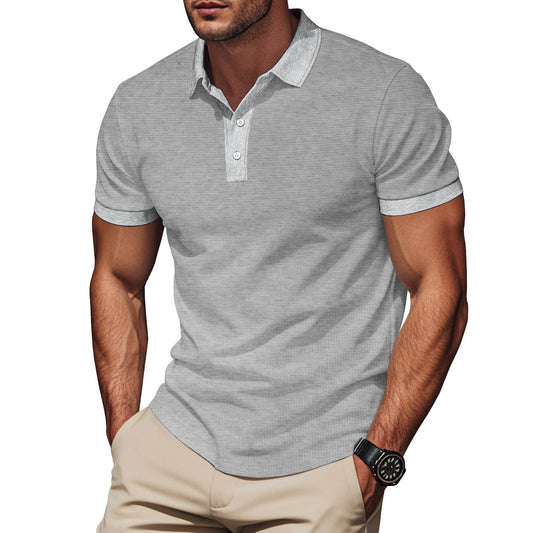 Lapel Color Matching Short Sleeve Plus Size Men - Velora