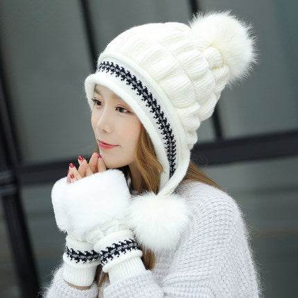 Cozy Knit Fleece-Feel Beanie With Ear Flaps & Pompom Warm Winter Hat For Women Perfect For Skiing & Outdoor Activities - Velora