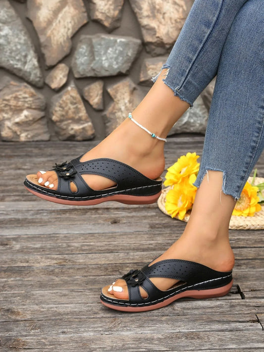 Flower Comfort Wedge Sandals - Velora