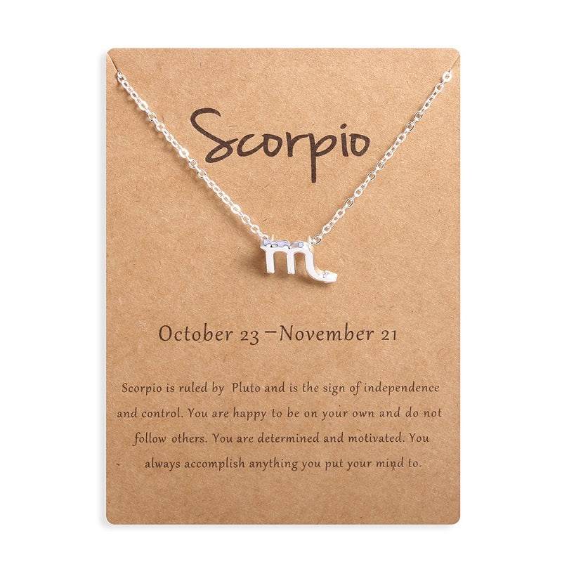 12 Zodiac Sign Necklaces With Gift Card Constellations Pendant Necklace Jewelry - Velora
