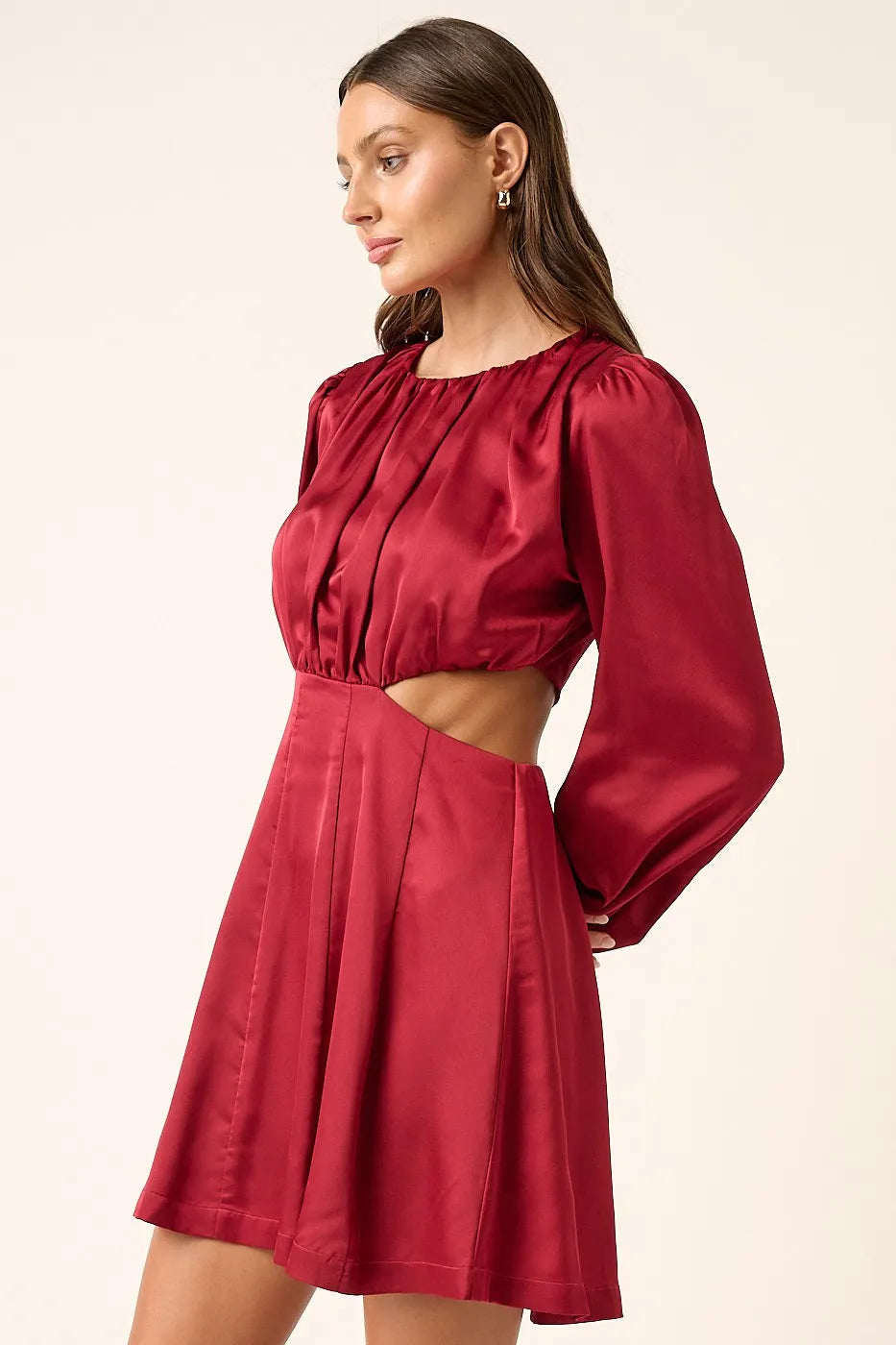 Mittoshop Satin Side Cutout Detail Mini Dress - Velora